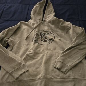 Bass Pro Shops Men's Gray Hoodie Sweatshirt With Blue Logo